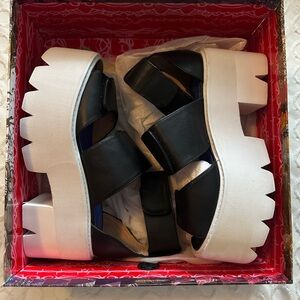 Jeffrey Campbell Black and White Platform Shoes